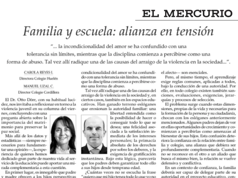 Columna «Familia y escuela: alianza en tensión»